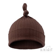 H4600-CH: Chocolate Ribbed Knot Hat (0-6 Months)